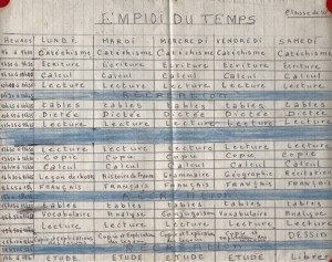 Emploi du temps Pie X avril 1958